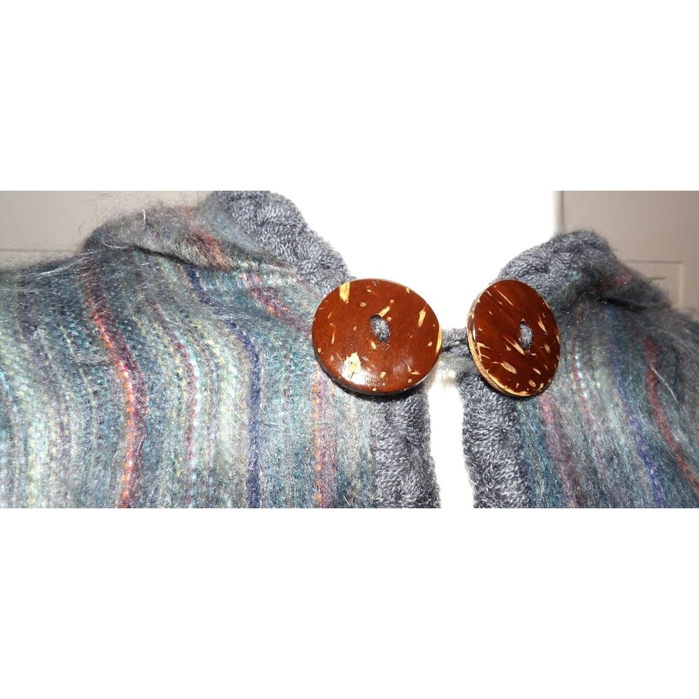 Alpacaloca Ecuadorian Alpaca Blend Cape Shawl Soft Plaid One Size Hooded Button - Picture 2 of 11